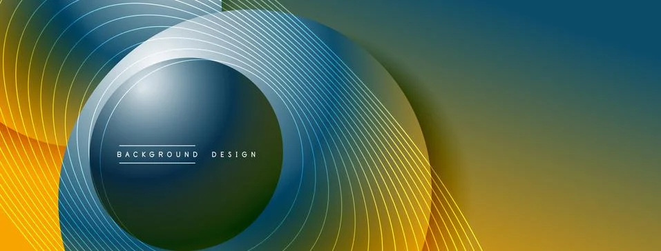 Gradient circles with shadows. Vector techno abstract background. Modern Illustrazione stock