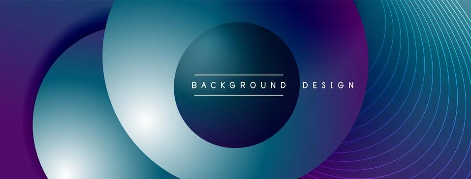 Gradient circles with shadows. Vector techno abstract background. Modern Stock Illustration