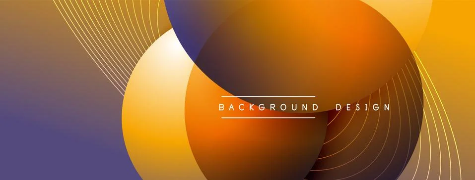 Gradient circles with shadows. Vector techno abstract background. Modern Stock Illustration