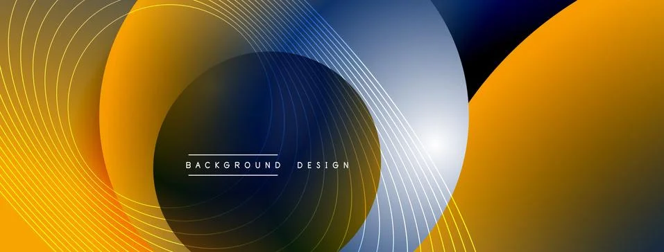 Gradient circles with shadows. Vector techno abstract background. Modern Stock Illustration