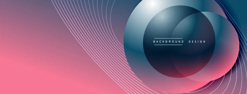 Gradient circles with shadows. Vector techno abstract background. Modern Stock Illustration