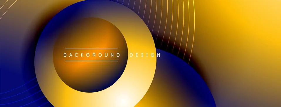 Gradient circles with shadows. Vector techno abstract background. Modern Stock Illustration