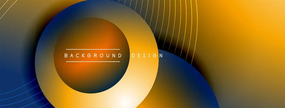 Gradient circles with shadows. Vector techno abstract background. Modern Stock Illustration