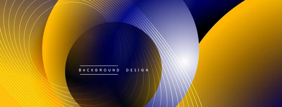 Gradient circles with shadows. Vector techno abstract background. Modern Stock Illustration