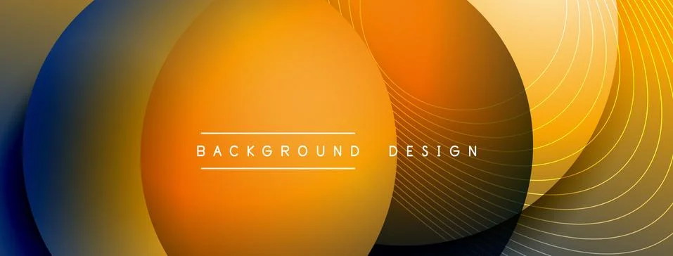 Gradient circles with shadows. Vector techno abstract background. Modern Illustrazione stock