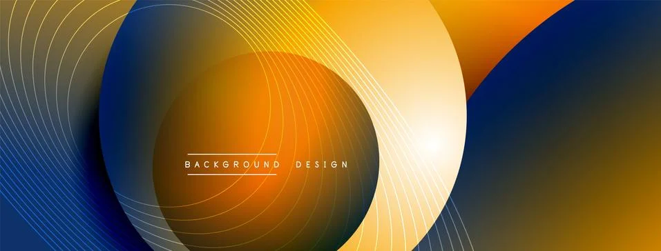 Gradient circles with shadows. Vector techno abstract background. Modern Stock Illustration