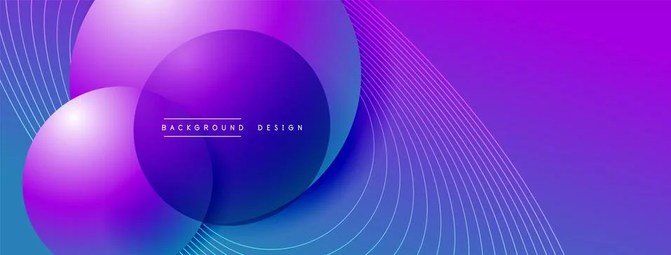 Gradient circles with shadows. Vector techno abstract background. Modern Stock Illustration