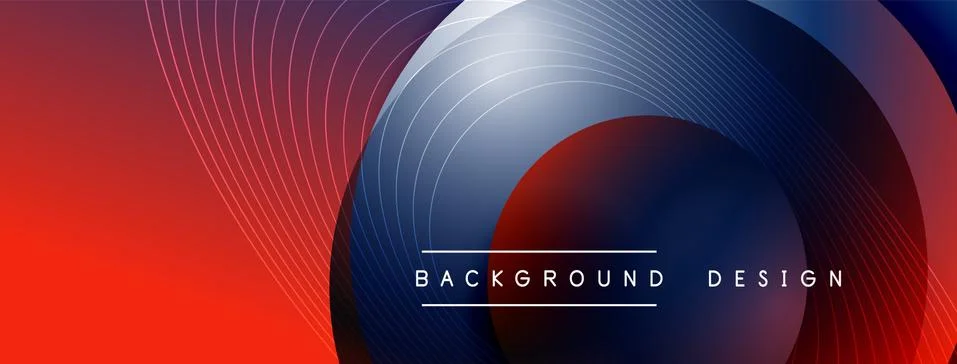 Gradient circles with shadows. Vector techno abstract background. Modern Stock Illustration