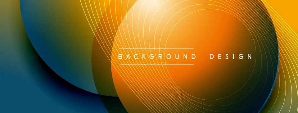 Gradient circles with shadows. Vector techno abstract background. Modern Stock Illustration