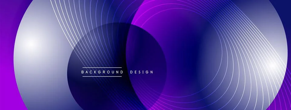 Gradient circles with shadows. Vector techno abstract background. Modern Stock Illustration