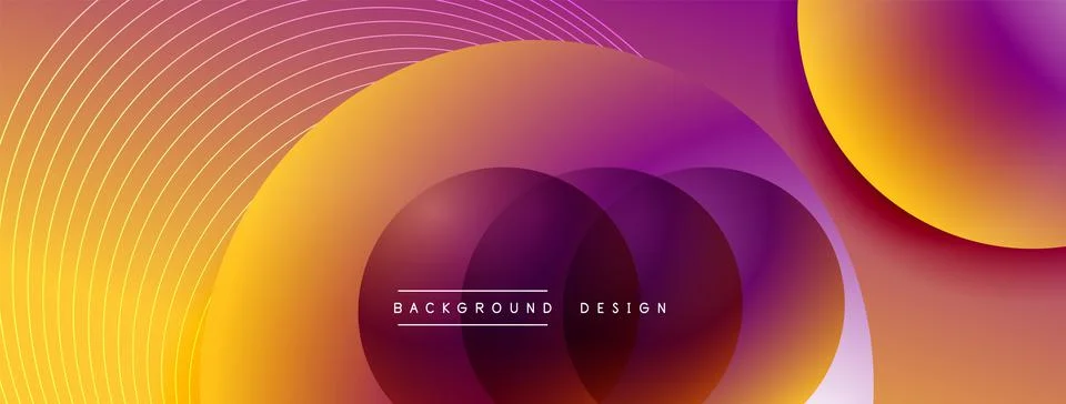 Gradient circles with shadows. Vector techno abstract background. Modern Stock Illustration