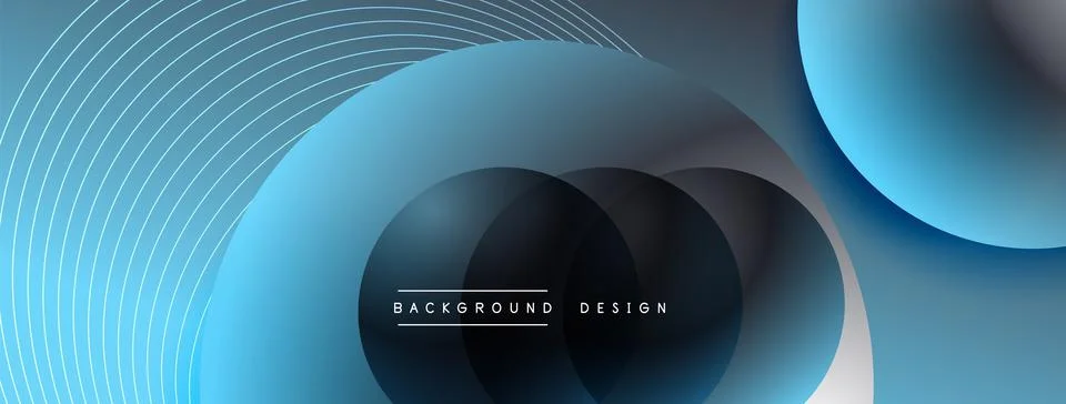 Gradient circles with shadows. Vector techno abstract background. Modern Stock Illustration