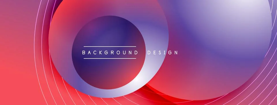 Gradient circles with shadows. Vector techno abstract background. Modern Stock Illustration