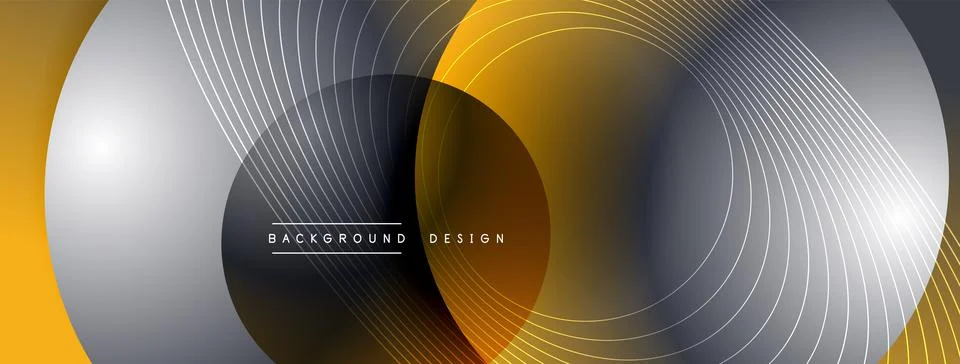 Gradient circles with shadows. Vector techno abstract background. Modern Stock Illustration
