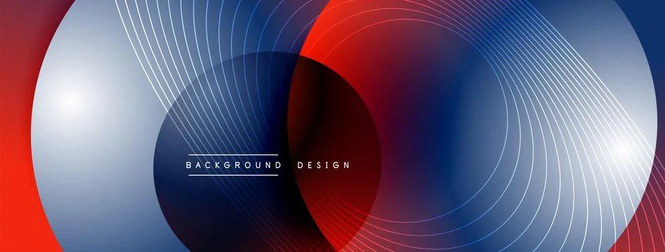 Gradient circles with shadows. Vector techno abstract background. Modern Ilustración de archivo