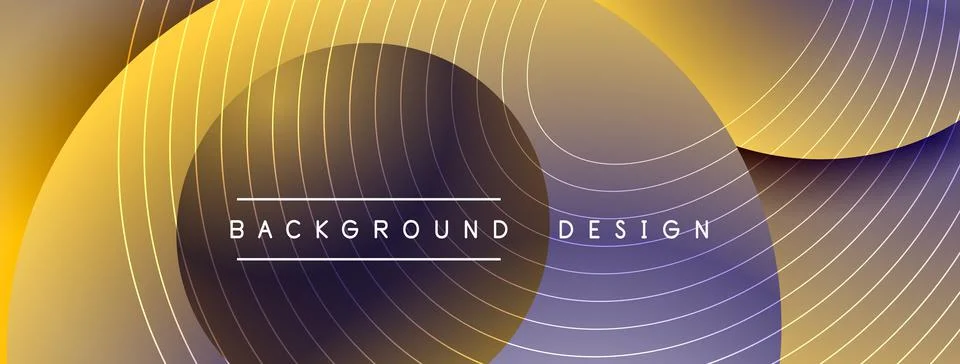 Gradient circles with shadows. Vector techno abstract background. Modern Stock Illustration