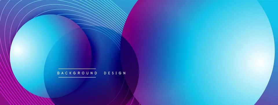 Gradient circles with shadows. Vector techno abstract background. Modern Stock Illustration