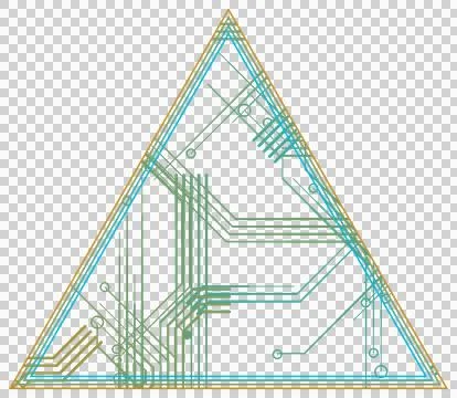 Gradient circuit board triangle shape isolated PNG with transparent background Stock Photos