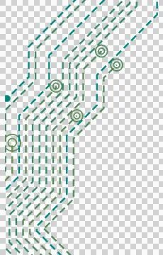 Gradient circuit wave lines isolated PNG with transparent background Stockfoto's