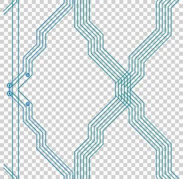 Gradient circuit wave lines transparent PNG design element Stockfoto's