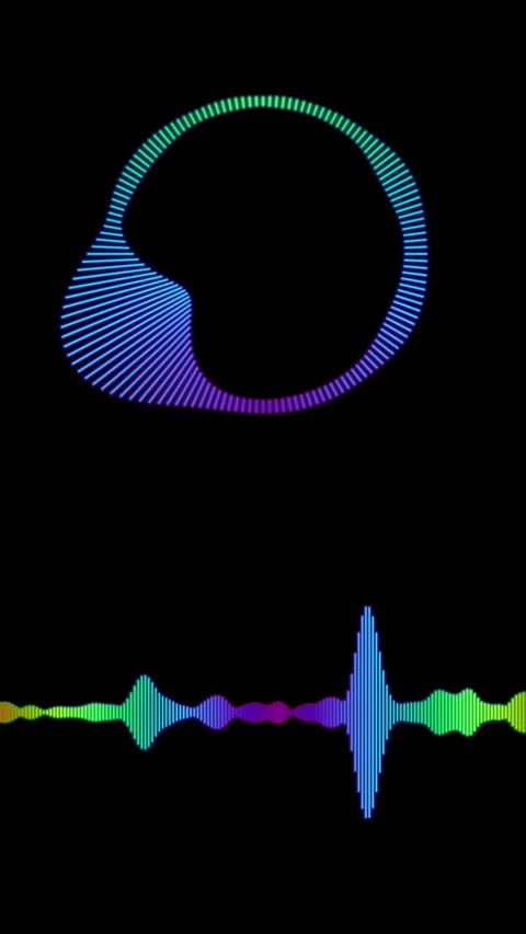 Gradient circular and line glowing music equalizer beat animation Stock Footage 263210155