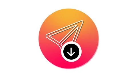 Gradient circular icon with paper plane and download arrow Illustrazione stock