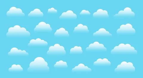 Gradient cloud transparency cumulus weather set Stock Illustration