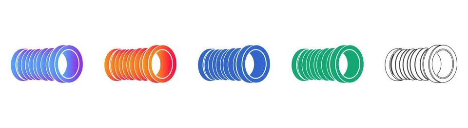 Gradient Coil Spring Vector Graphic Set Illustrazione stock