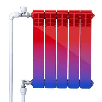 Gradient from cold to hot - heater concept. Aluminum heating radiator with va Stock Illustration