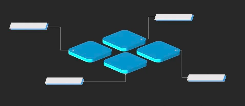 Gradient color 3d square thumb with empty space to attach information . Illustrazione stock