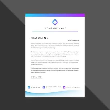 Gradient color creative Letterhead design template Stock Illustration
