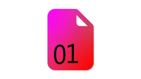 Gradient color document icon with number 01 Illustrazione stock