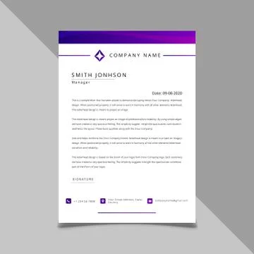 Gradient color Letterhead Design Template, standard size. Stock Illustration