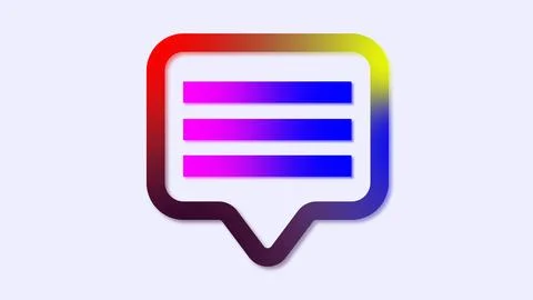 Gradient color speech bubble icon with text lines Stock Illustration