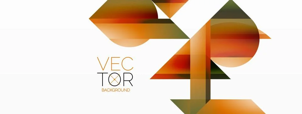 Gradient color triangles and circles on white. Dynamic blend creating Stock Illustration