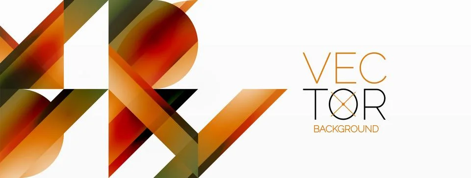 Gradient color triangles and circles on white. Dynamic blend creating Stock Illustration