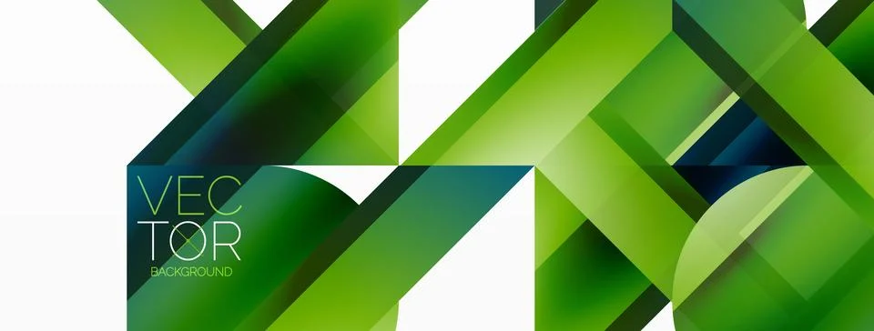 Gradient color triangles and circles on white. Dynamic blend creating Illustrazione stock
