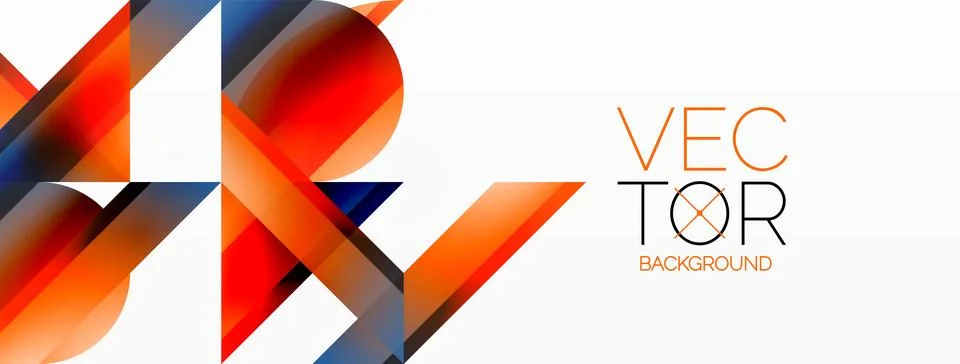 Gradient color triangles and circles on white. Dynamic blend creating Illustrazione stock