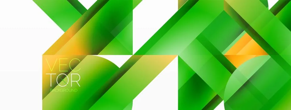 Gradient color triangles and circles on white. Dynamic blend creating Stock Illustration