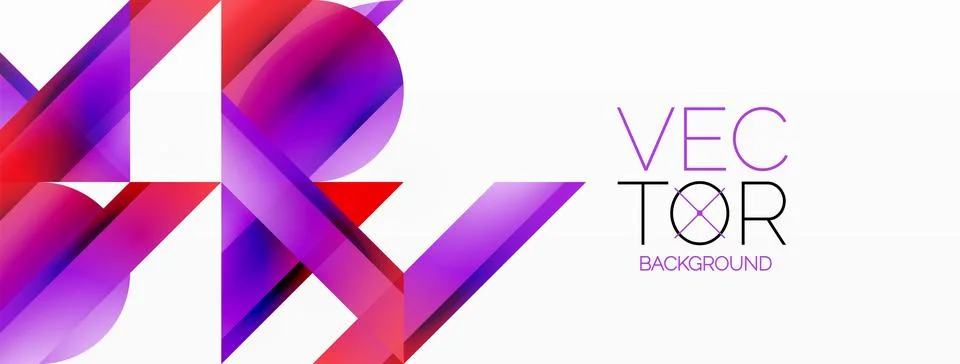 Gradient color triangles and circles on white. Dynamic blend creating Stock Illustration