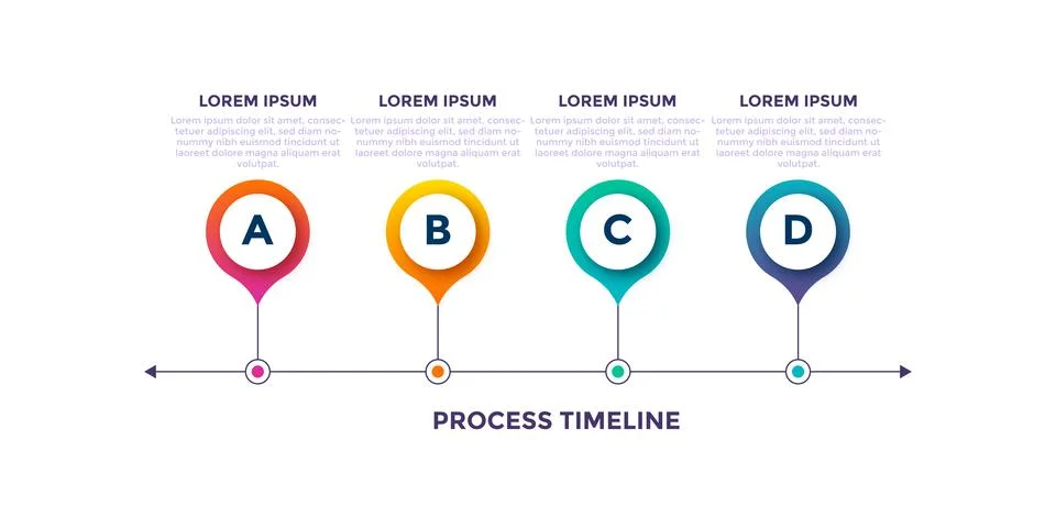 Gradient color vector infographic template featuring timeline layout. Modern  Stock Illustration