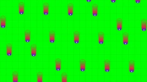 Gradient colored capsules arranged in a rhythmic sine wave pattern on green Video stock 340901503