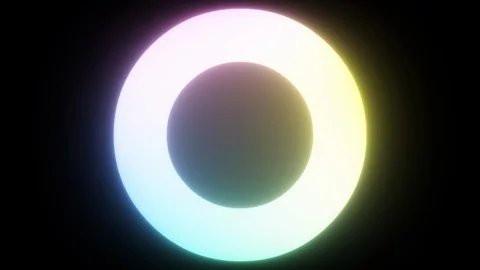 Gradient Colored Circle Rotation Surface Loop Neon Abstract Background Stock Footage 129390199