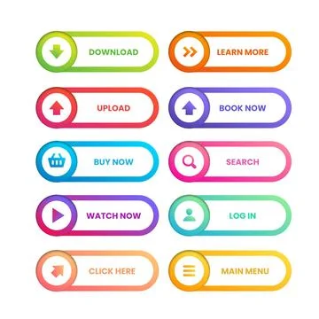 Gradient colored cta button collection Illustrazione stock