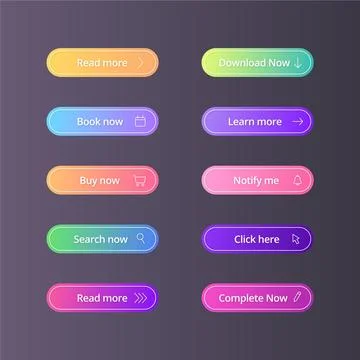 Gradient colored cta button collection Illustrazione stock