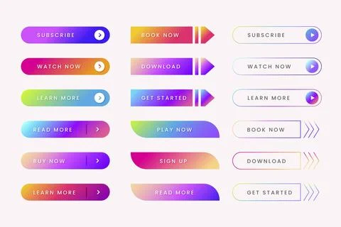 Gradient colored cta button collection Illustrazione stock