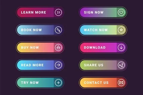 Gradient colored cta button collection Illustrazione stock