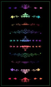 Gradient colored dividers. Modern style and fashionable solutions. Lines and  Stock Illustration
