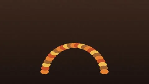 Gradient colored dots forming arch shape on dark background Stock Illustration