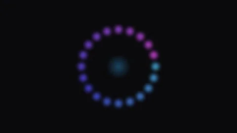 Gradient colored glowing circular loading animation on a black background Stock Footage 339618350